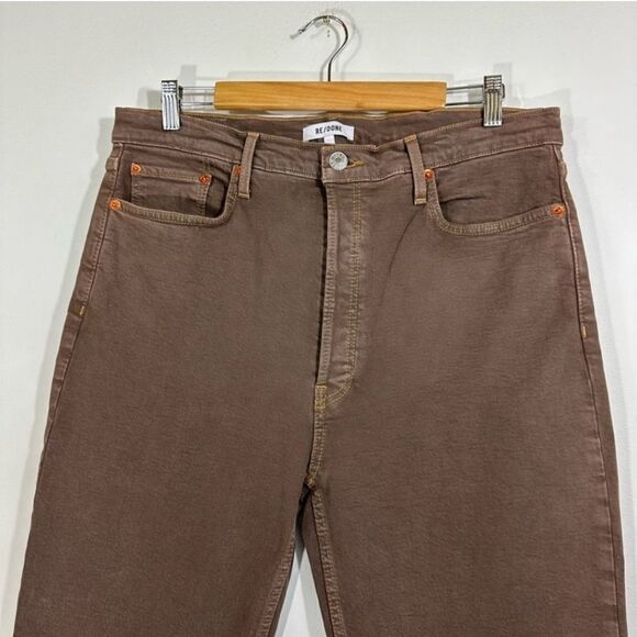 NWT RE/DONE × LEVI'S 70s Ultra High Rise Stove Pipe Jeans Raw Hem Chocolate 29 - Picture 6 of 8